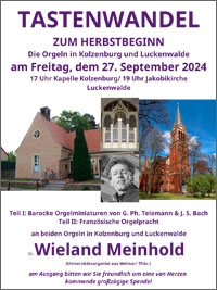Tastenwandel – Zwei Orgelkonzerte mit Dr. Wieland Meinhold